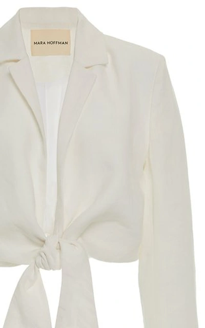 Shop Mara Hoffman Catalina Tie-front Hemp Blazer Top In White