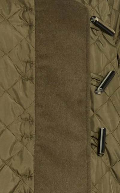 Shop Ganni Quilted Recycled Nylon Coat In Green