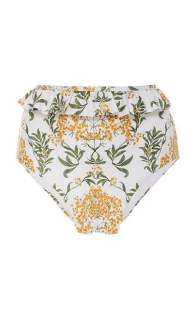 Shop Agua By Agua Bendita Alicia Ruffled Printed Bikini Briefs