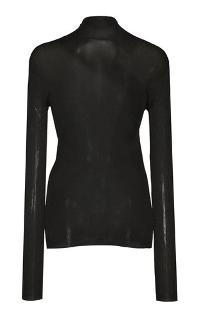 Shop Peter Do Seatbelt Ribbed-knit Mesh Sweater In Black