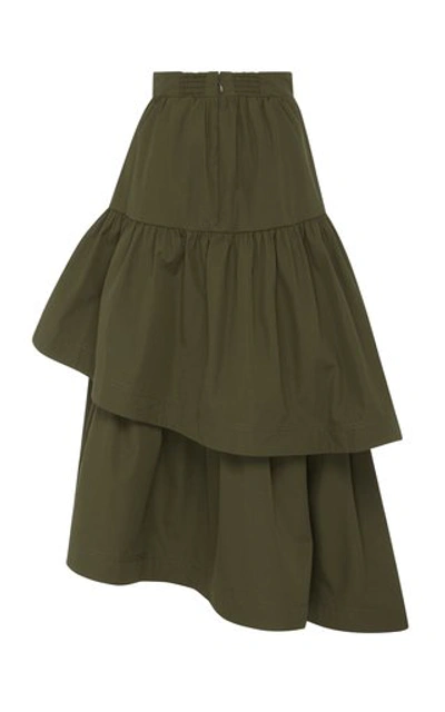 Shop Aje Interlace Crepe Midi Skirt In Green