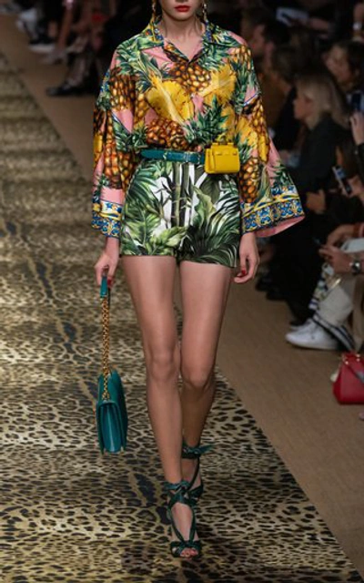 Shop Dolce & Gabbana Printed Cotton-blend Shorts