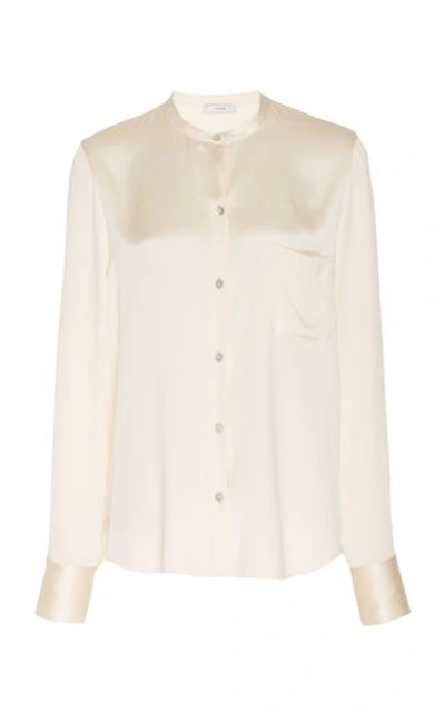 Shop Vince Women's Silk-satin Blouse In Neutral