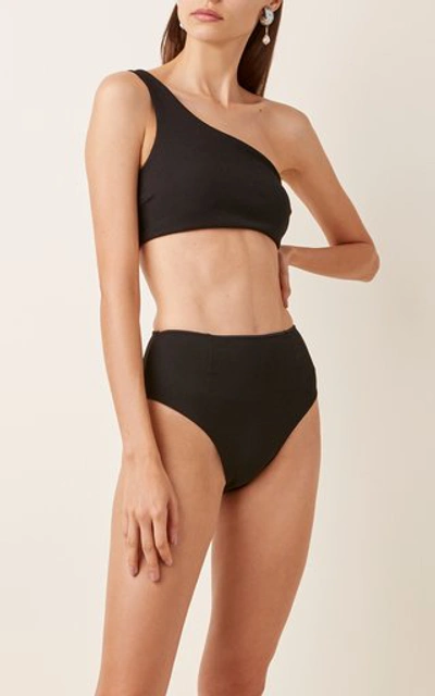 Shop Haight Perlin One-shoulder Crepe Bikini In Black