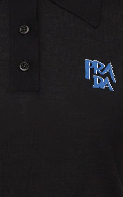 Shop Prada Intarsia Wool Sweater In Black