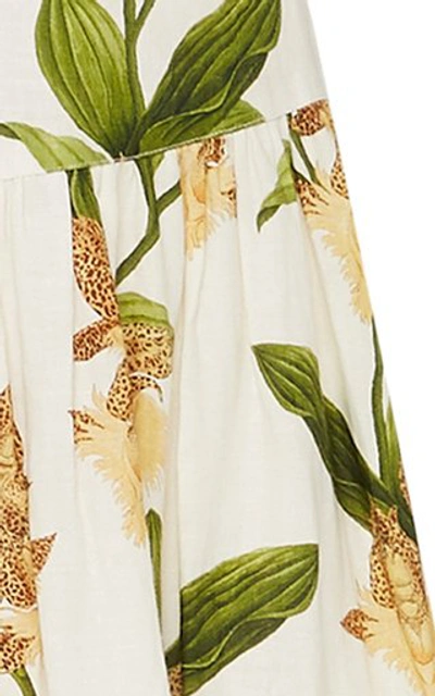 Shop Agua By Agua Bendita Lima Jardin Floral-print Linen Maxi Dress In White