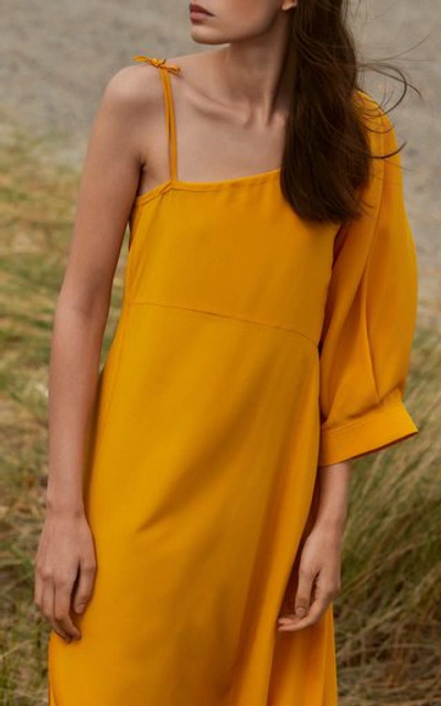 Shop Dorothee Schumacher Women's Fluid Volumes Convertible Silk Midi Dress In Yellow,black