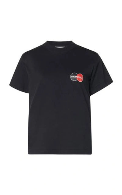 Shop Balenciaga Logo-print Jersey Fitted T-shirt In Black