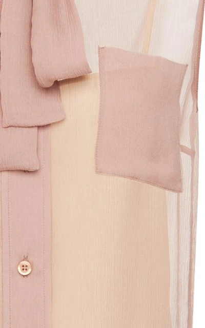 Shop Prada Pussy-bow Silk-chiffon Blouse In Pink