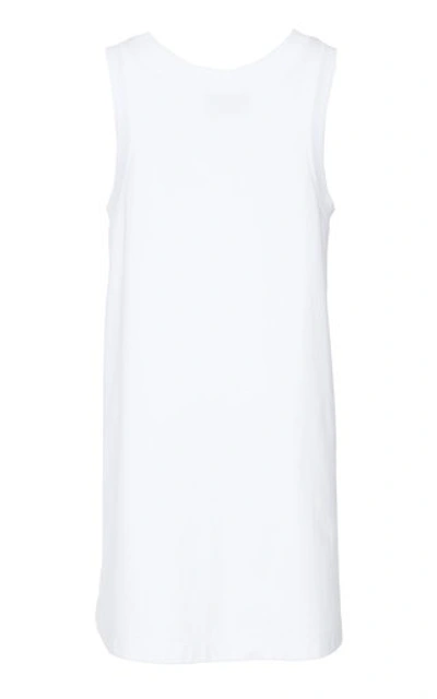 Shop Prada Satin Bow-detailed Cotton-jersey Mini Dress In White