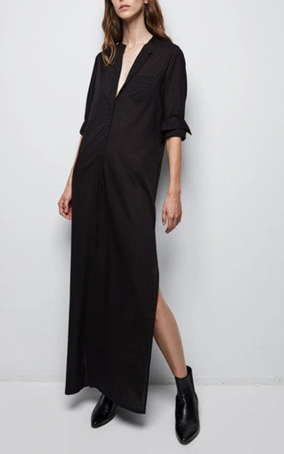 Shop Nili Lotan Women's Sandra Galabeya Cotton Maxi Dress In Black