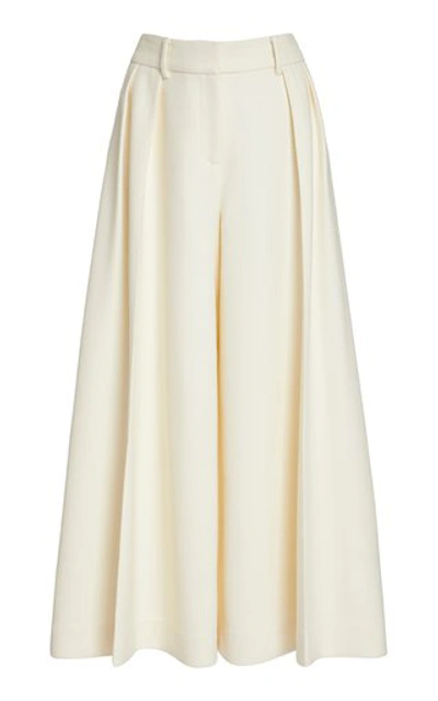Shop Khaite Helina Wool-blend Pleated Culottes In White