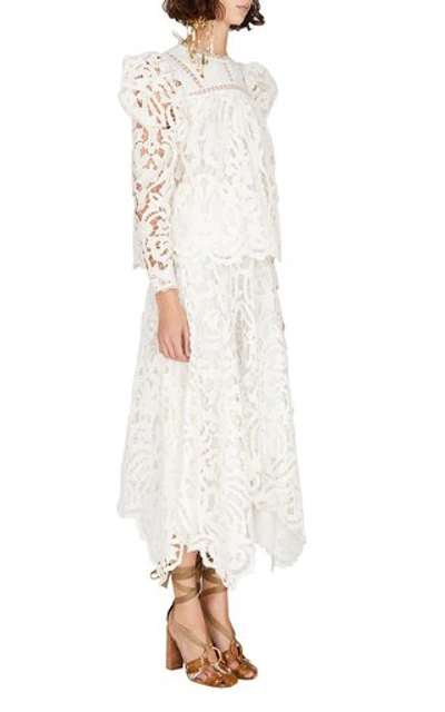 Shop Ulla Johnson Women's Ava Cotton-linen Lace Blouse In White
