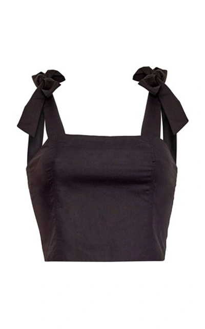 Shop Cara Cara Women's Helena Cotton-poplin Cropped Top In Black,white