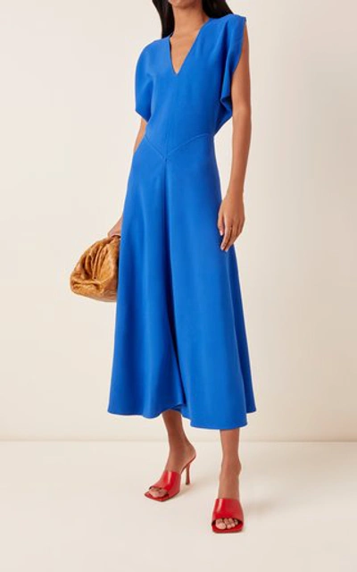 Shop Victoria Beckham Dolman-sleeve Midi Dress In Blue