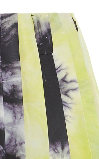 Shop Prada Tie-dye Pleated Silk-satin Skirt In Multi