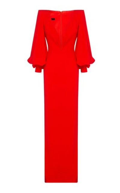 Shop Alex Perry Women's Carlin Balloon-sleeve Satin-crepe Column Gown In Red