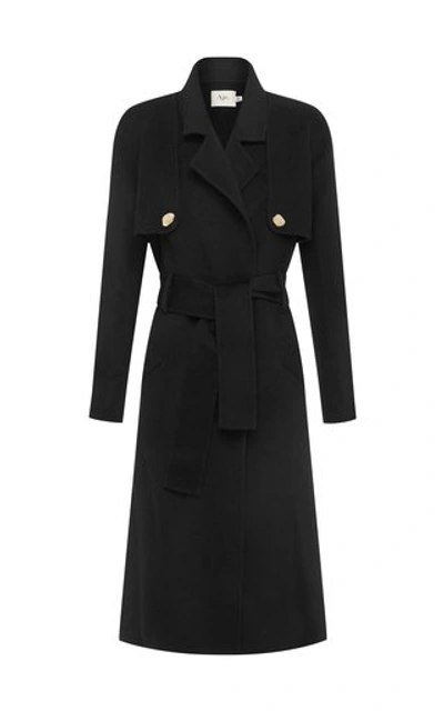Shop Aje Rebellion Belted Crepe Coat In Black