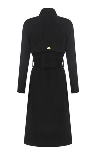 Shop Aje Rebellion Belted Crepe Coat In Black