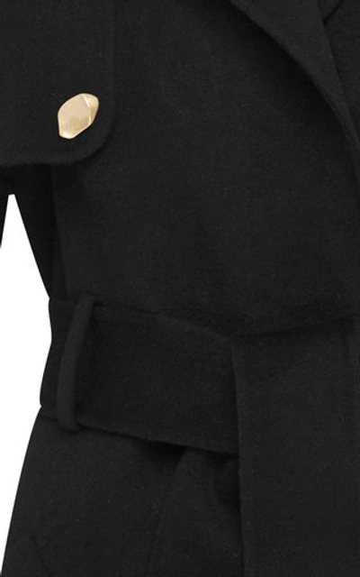Shop Aje Rebellion Belted Crepe Coat In Black