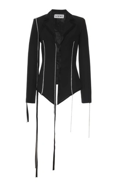 Shop Loewe Crystal-embellished Wool-blend Jacket In Black