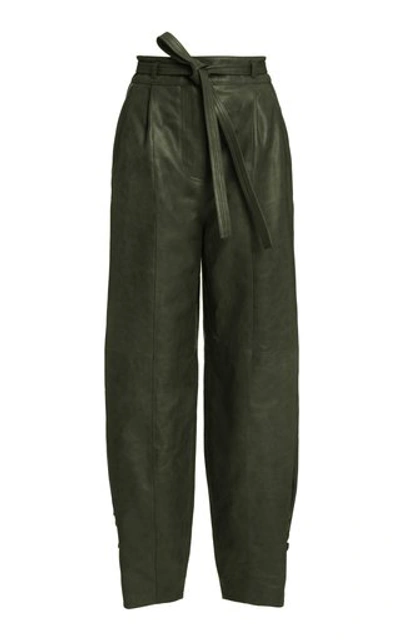 Shop Ulla Johnson Navona High-rise Leather Pants In Neutral
