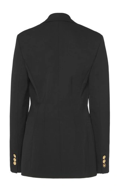 Shop Versace Embellished Wool-blend Blazer In Black