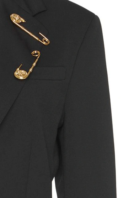 Shop Versace Embellished Wool-blend Blazer In Black