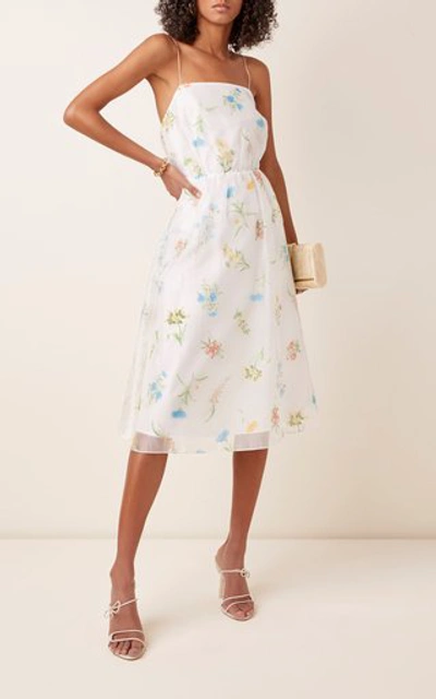 Shop Anna October Normandy Floral-print Organza Dress In White
