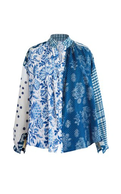 Shop Alix Of Bohemia Kiki Patchwork Cotton Shirt In Blue