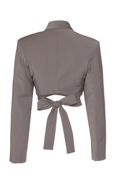 Shop Michael Lo Sordo Cropped Wool Wrap Blazer In Grey