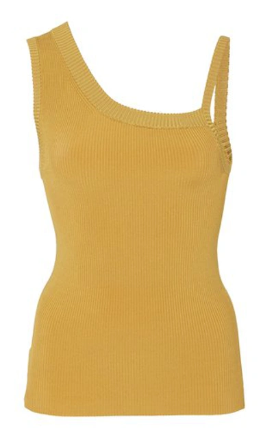 Shop Peter Do Asymmetric Ribbed-knit Tank Top In Yellow