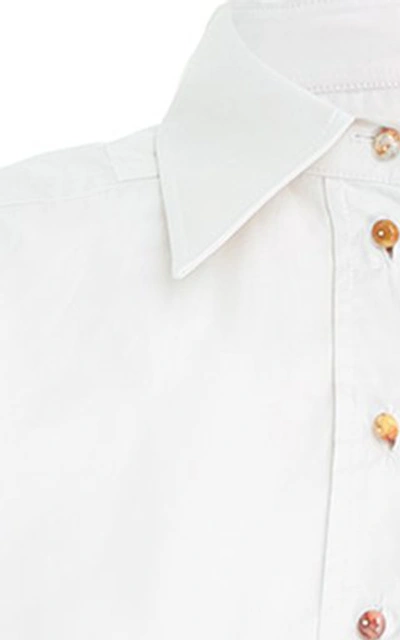 Shop Zimmermann Women's Botanica Cotton-blend Button-up Shirt In White,stripe
