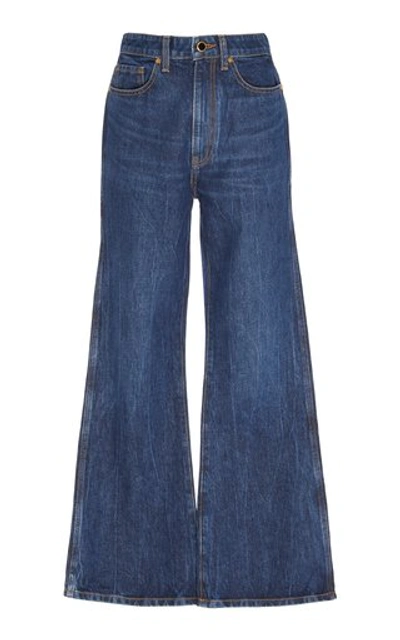 Shop Khaite Gabbie Rigid High-rise Flare-leg Jeans In Medium Wash