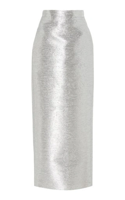 Shop Brandon Maxwell Metallic Cotton-blend Pencil Skirt