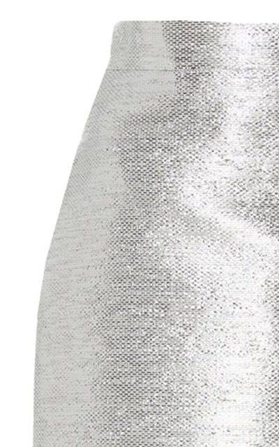 Shop Brandon Maxwell Metallic Cotton-blend Pencil Skirt