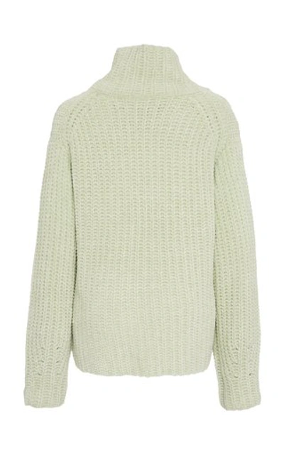 Shop Lapointe Velvet Cord  Turtleneck Sweater In Green