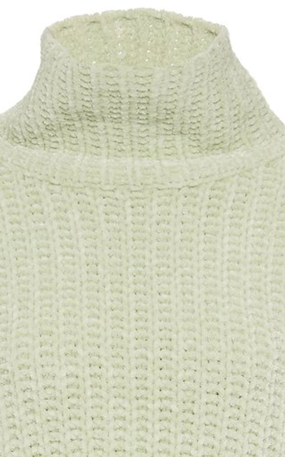 Shop Lapointe Velvet Cord  Turtleneck Sweater In Green
