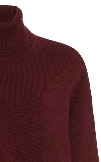 Shop La Collection Alicia Oversized Cashmere Turtleneck Sweater In Burgundy