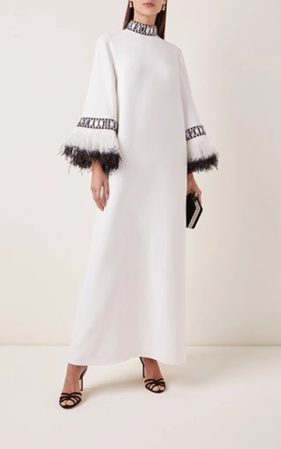 Shop Andrew Gn Women's Embellished Crepe Caftan Dress In White