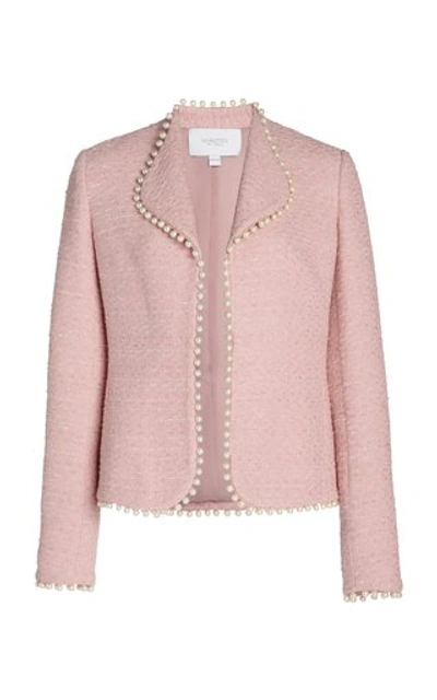 Shop Giambattista Valli Pearl Trim Collared Jacket In Grey