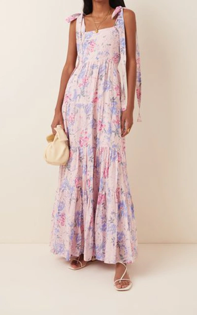 Shop Loveshackfancy Burrows Floral-print Cotton-blend Maxi Dress
