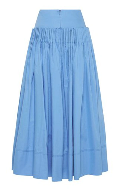 Shop Aje Women's Savoy Pleated Cotton Midi Skirt In Blue