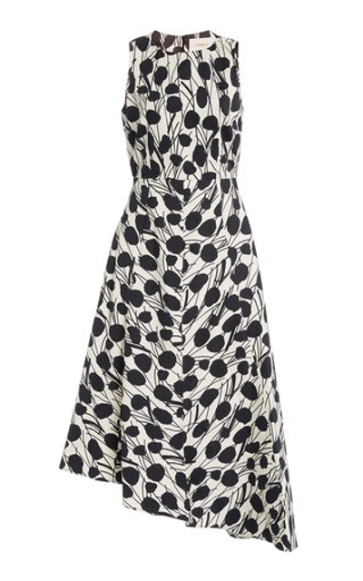 Shop La Doublej Pina Asymmetric Cotton-blend Midi Dress In Print