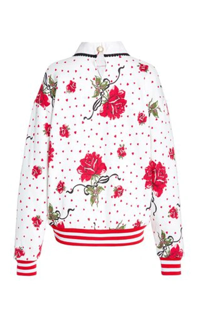 Shop Rodarte Women's Rose Printed Jersey Sweatshirt In White