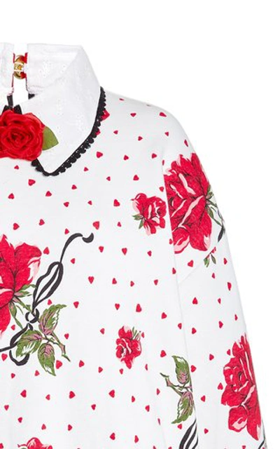 Shop Rodarte Women's Rose Printed Jersey Sweatshirt In White