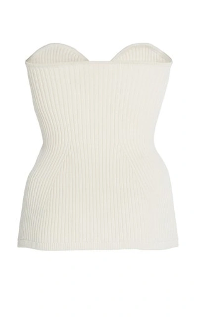 Shop Khaite Lucie Ribbed Stretch-knit Top In White