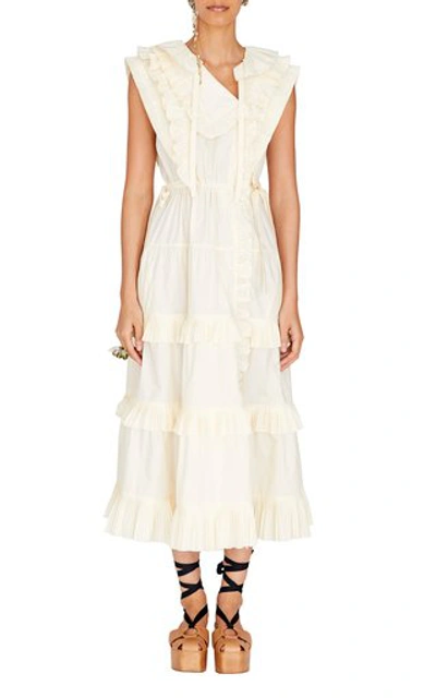 Shop Ulla Johnson Women's Acacia Ruffled Cotton Midi Dress In White