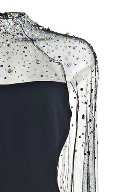 Shop Jenny Packham Cape-effect Crepe Gown In Black