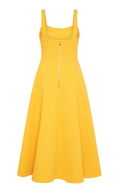 Shop Rebecca Vallance Andie Textured Fit And Flare Midi Dress In Yellow